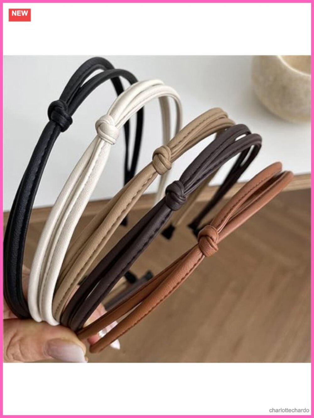 5 Pc Thin Faux Leather Knotted Headbands Set Non Slip Women Hair Accessories